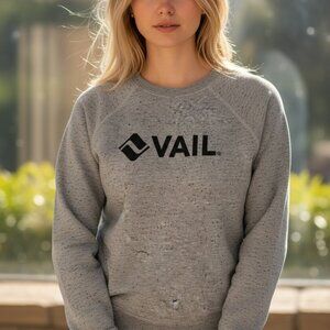 Vail Sweatshirt Womens Large Gray Heather Crewneck Raglan Logo Vail Resort Boxy
